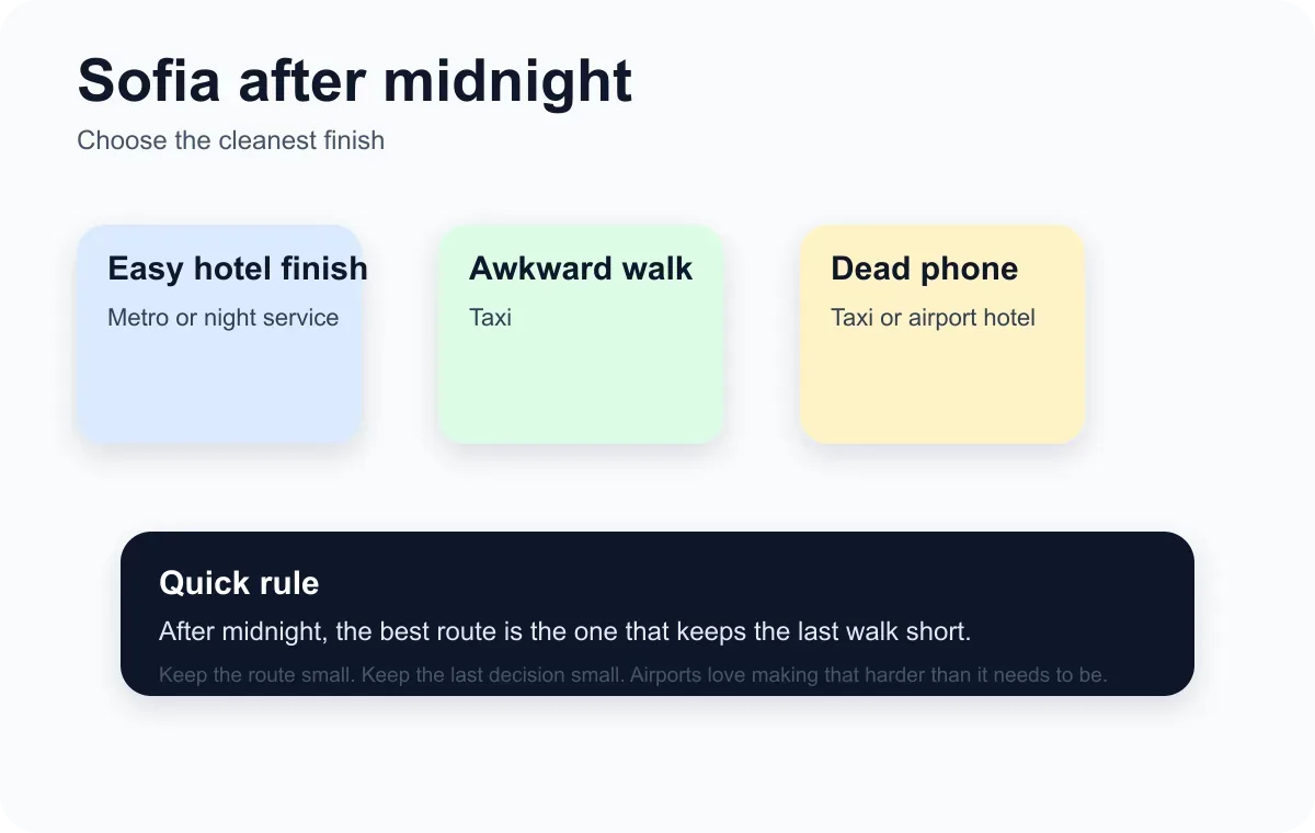 Sofia Airport After Midnight 2026: Taxi, Hotel, or Wait?